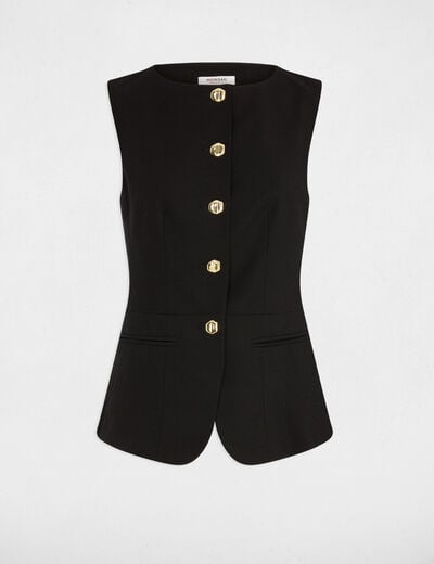 Veste sans manches ajust&eacute;e noir femme