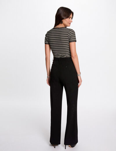 T-shirt manches courtes rayé noir femme