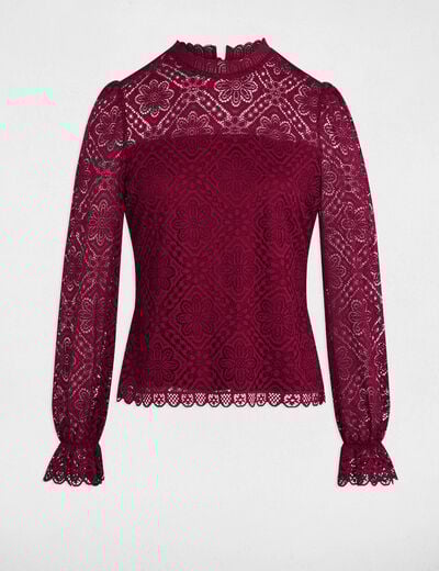 T-shirt manches longues prune femme