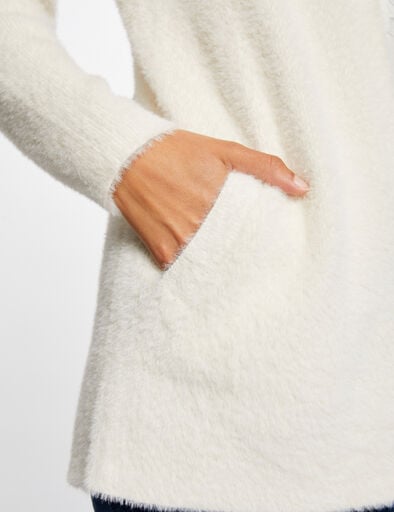 Lang donzig gebreid vest ivoor vrouw