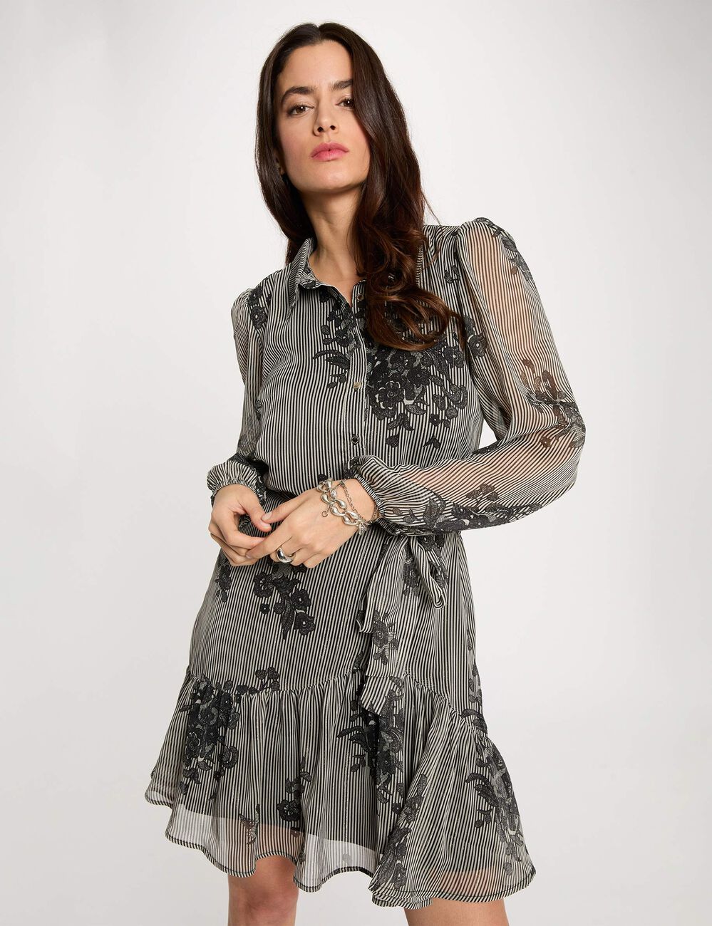 Robe courte fluide multicolore femme