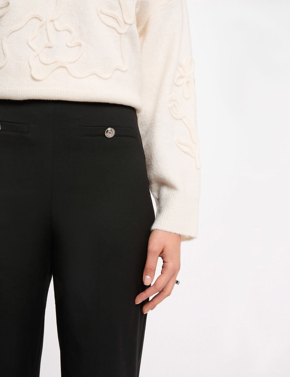 Hoge taille brede broek zwart vrouw