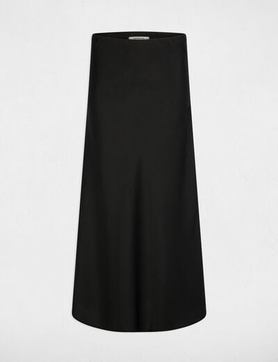 Lange satijnen rok zwart vrouw