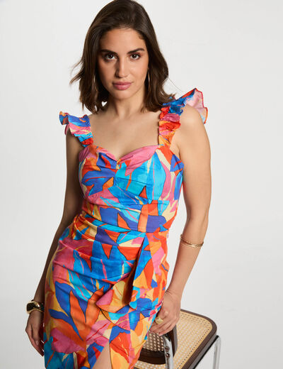 Top met print en ruches meerkleurig vrouw