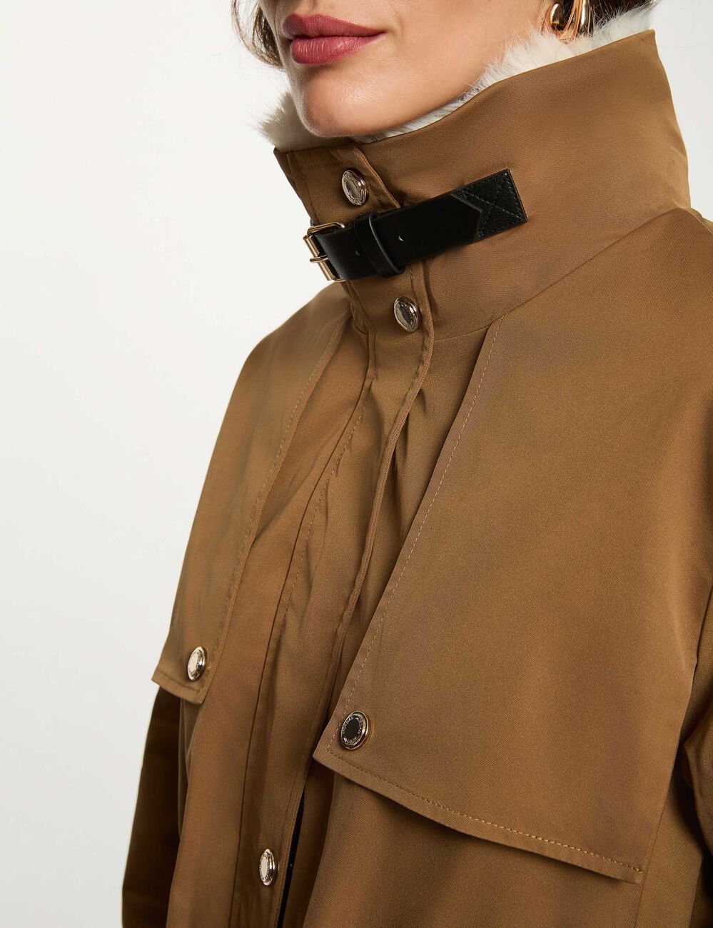 Parka longue ajustable camel femme