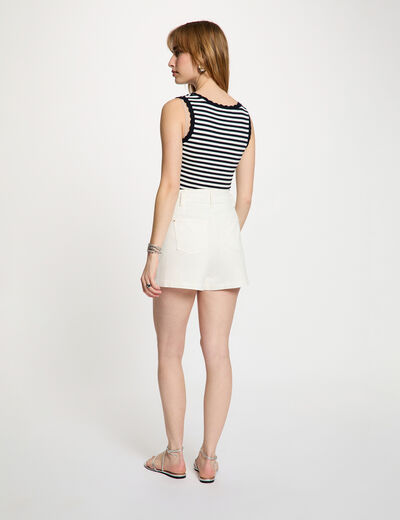 Gestreepte tanktop met ronde hals marineblauw vrouw