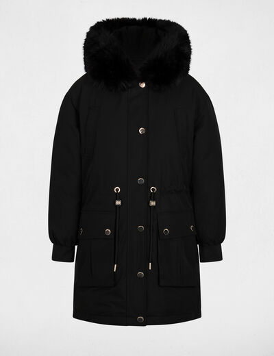 Parka col fourrure noir femme