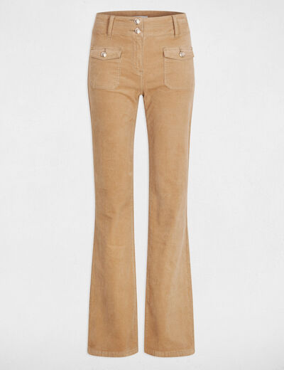 Broek van corduroy zand vrouw