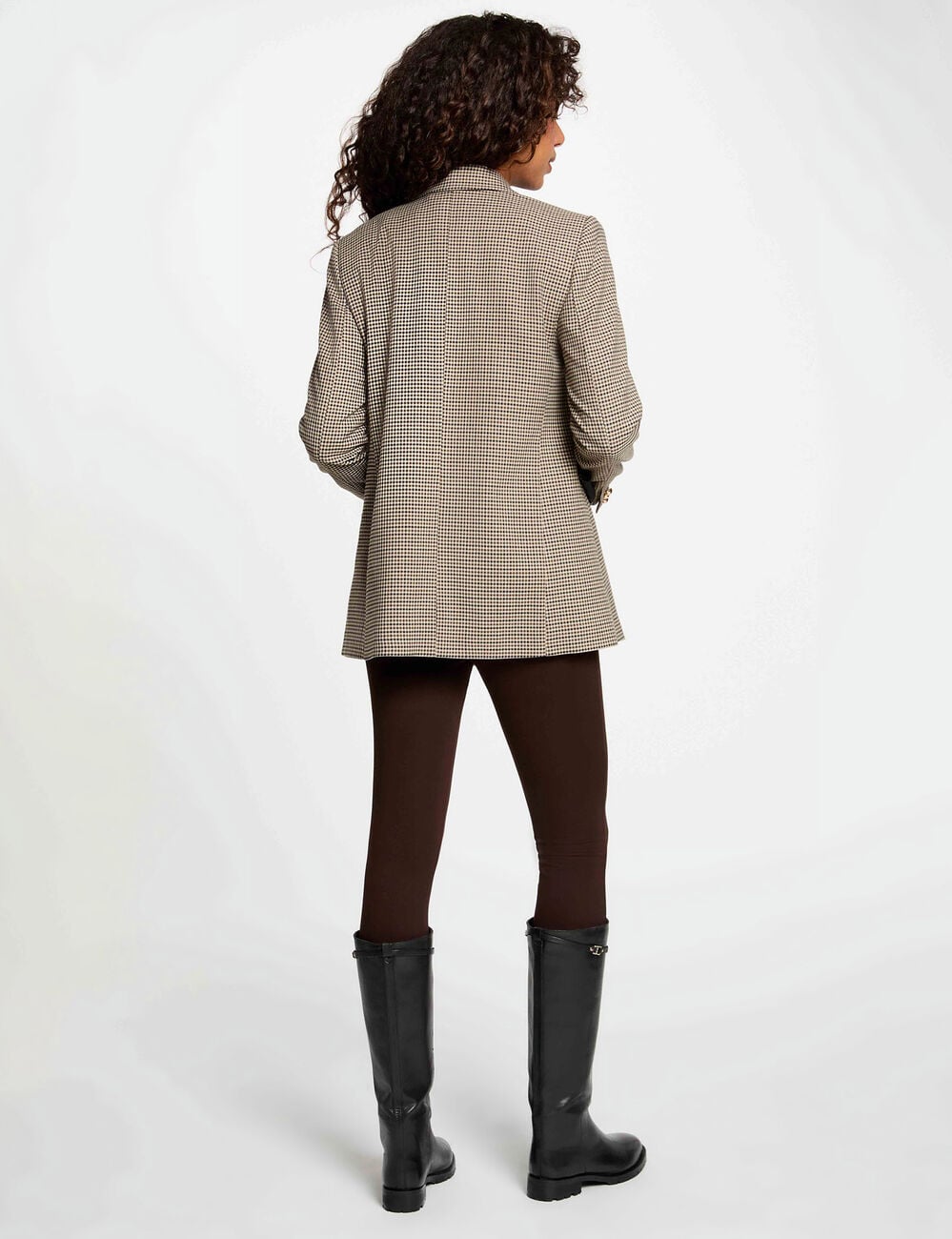 Pantalon legging uni marron fonc&eacute; femme