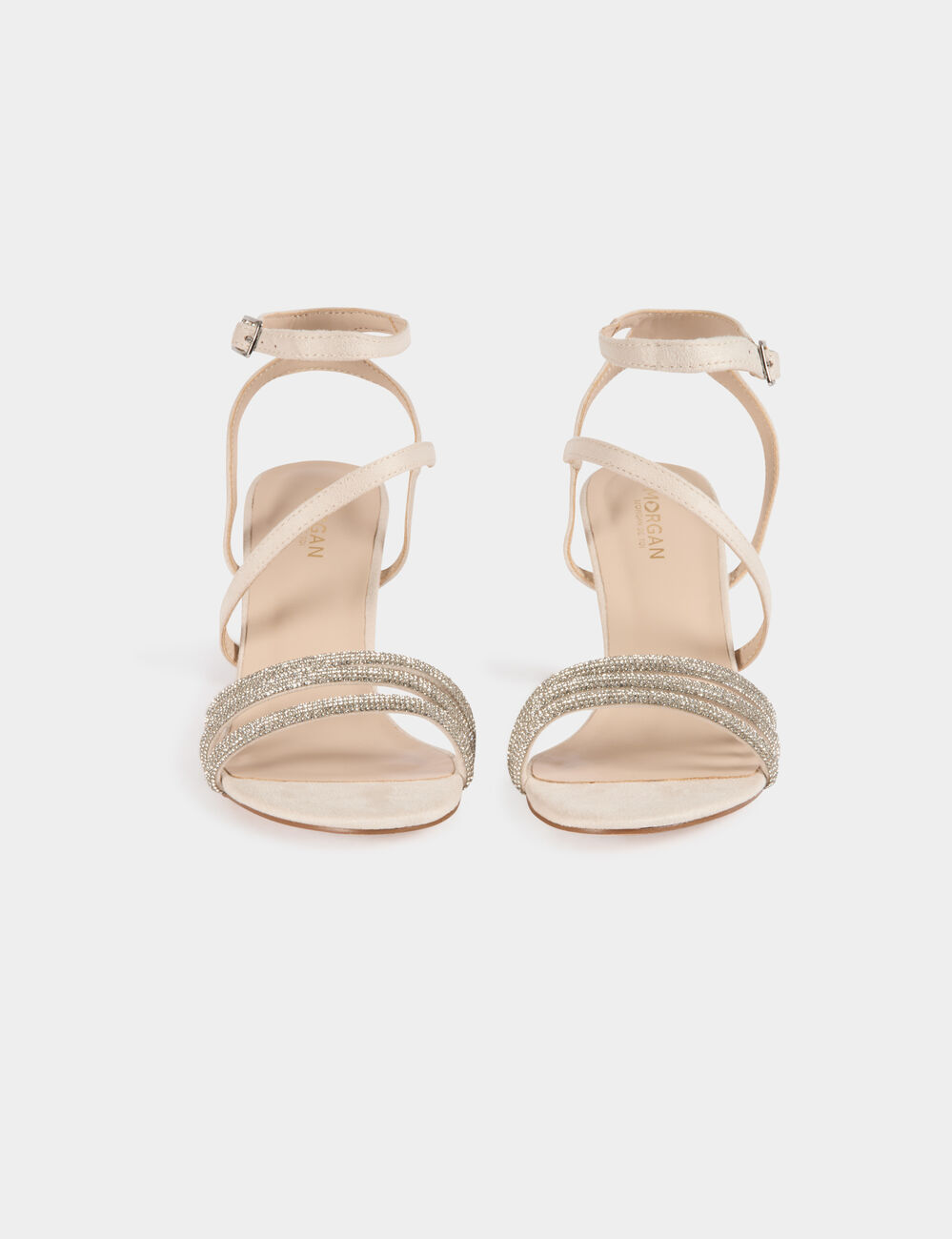 Sandalen met strass beige vrouw