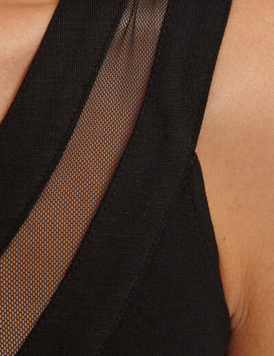 Jersey en tule top zwart vrouw
