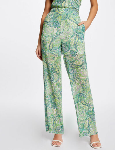 Vlotte rechte broek met paisleyprint meerkleurig vrouw