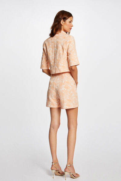 Short droit imprimé cachemire orange femme