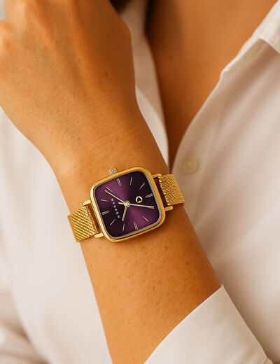 Montre classique jaune or femme