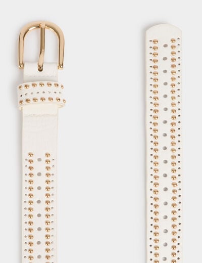 Ceinture avec clous et perforations blanc femme