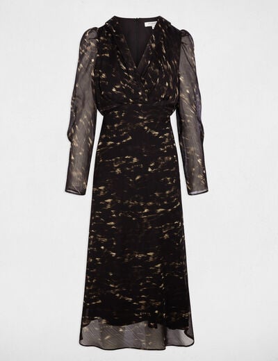 Robe longue manches bouffantes multicolore femme