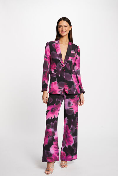 Wijde broek met vlotte bloemenprint meerkleurig vrouw