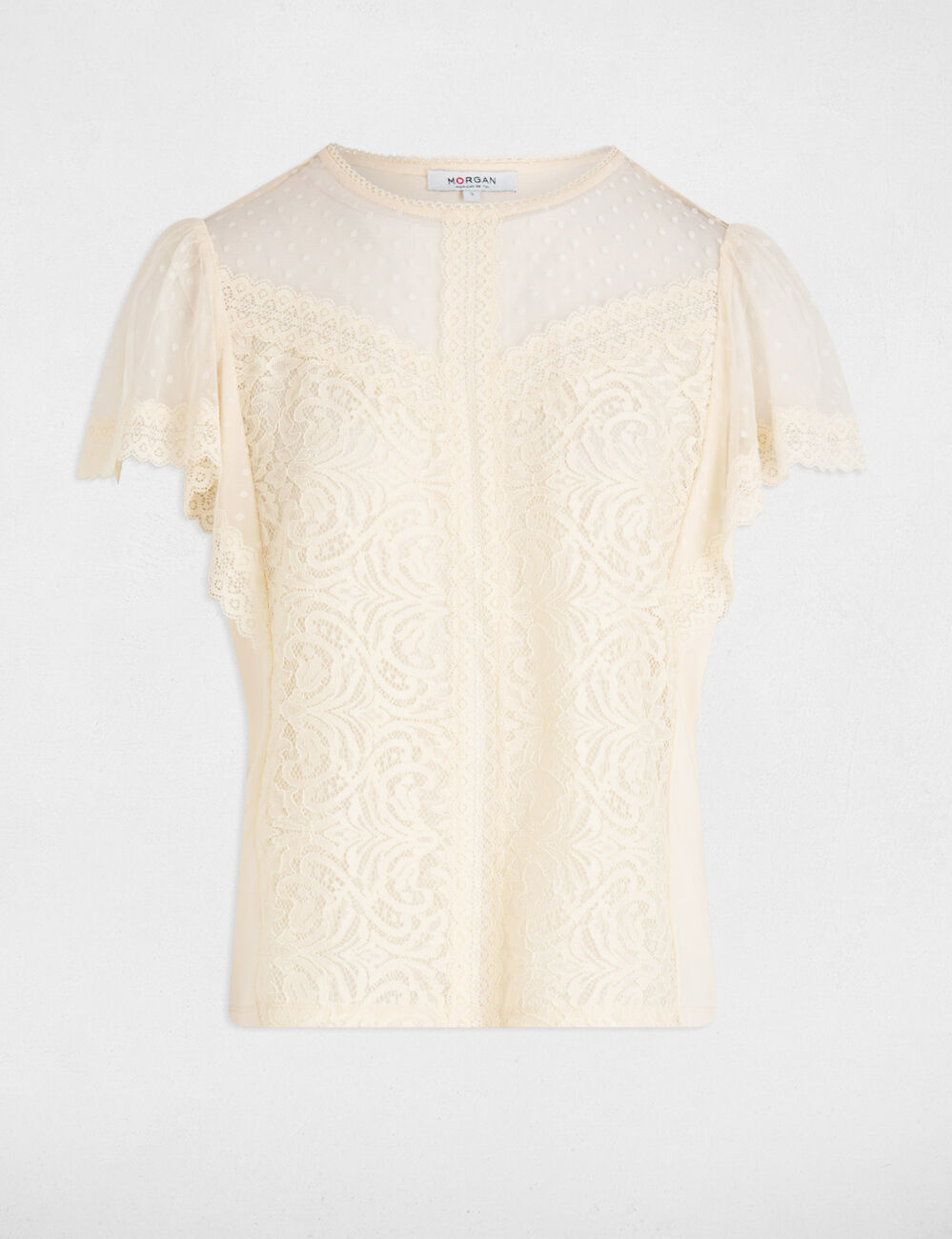 T-shirt manches courtes ecru femme