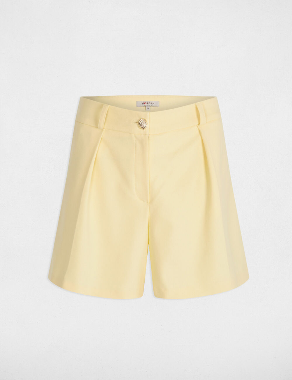 Rechte korte broek pastel geel vrouw