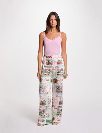 Wijde broek met print meerkleurig vrouw