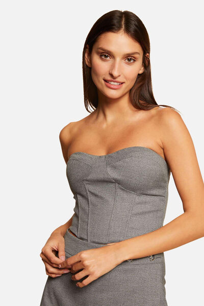 Bustier cropped sans manches gris moyen femme