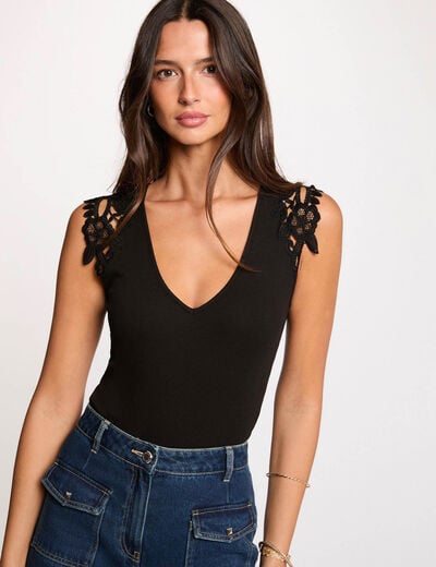 Mouwloze top zwart vrouw