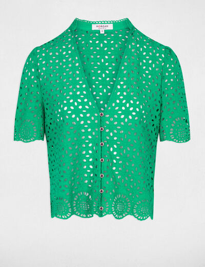 Chemise broderie anglaise vert femme