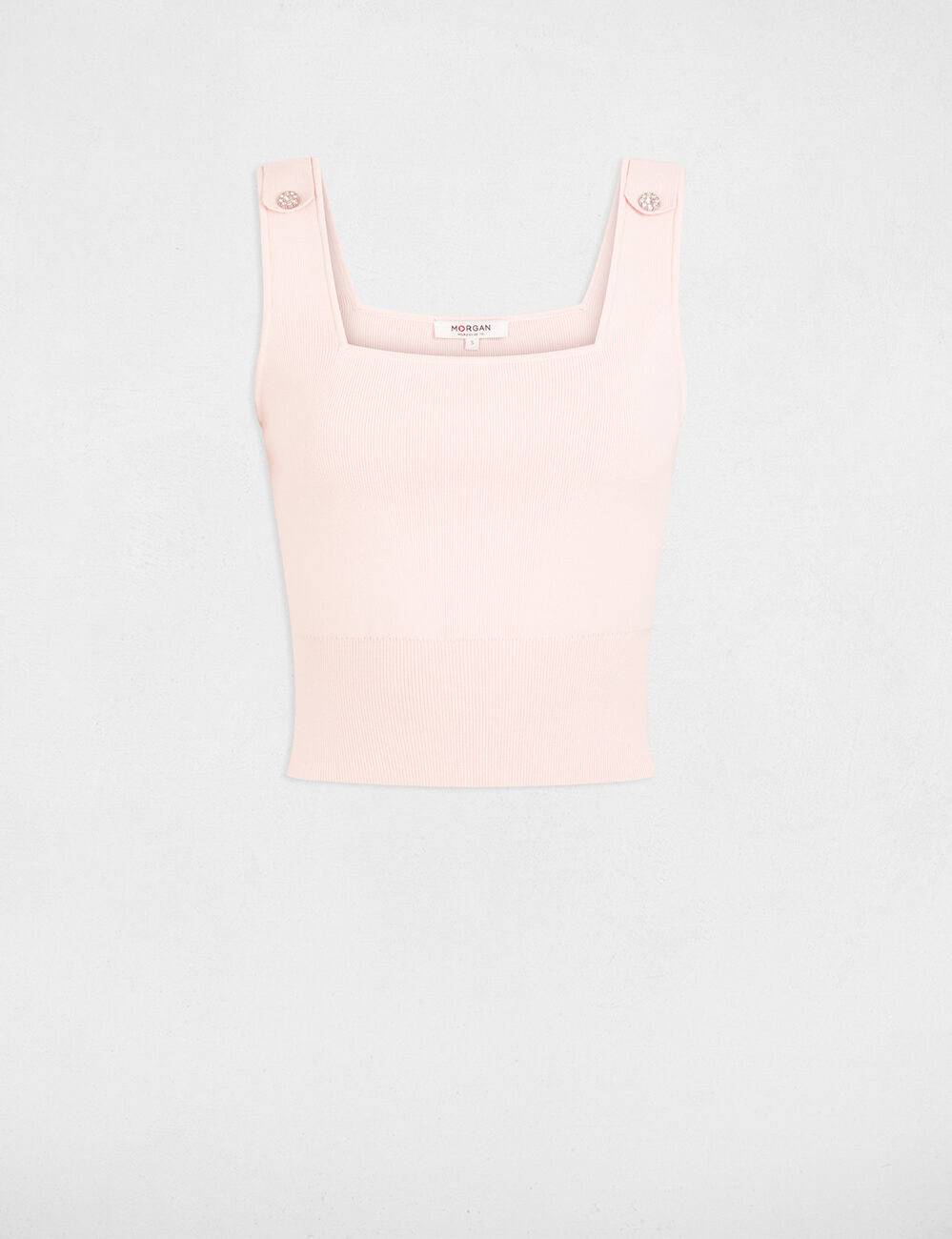 Getailleerde tanktop met vierkante hals pastelroze vrouw