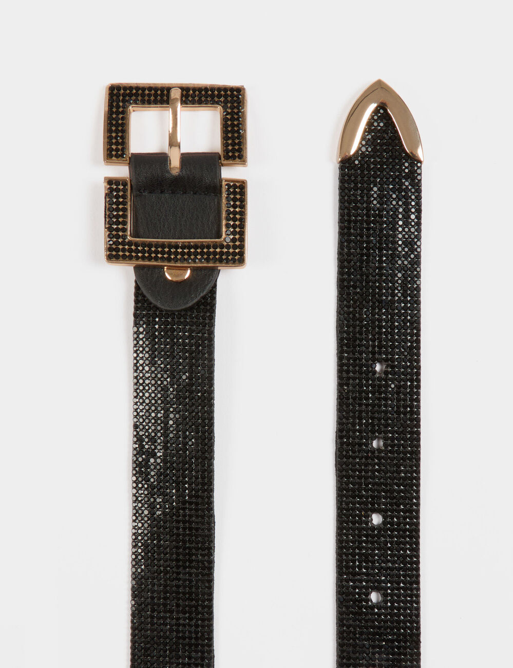 Ceinture avec strass noir femme