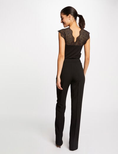 Tanktop met brede kanten bandjes zwart vrouw