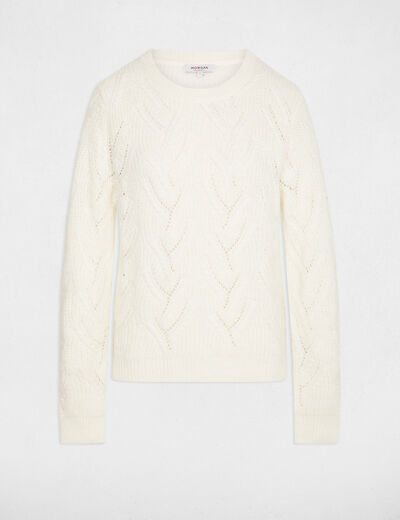 Pull maille fantaisie ivoire femme