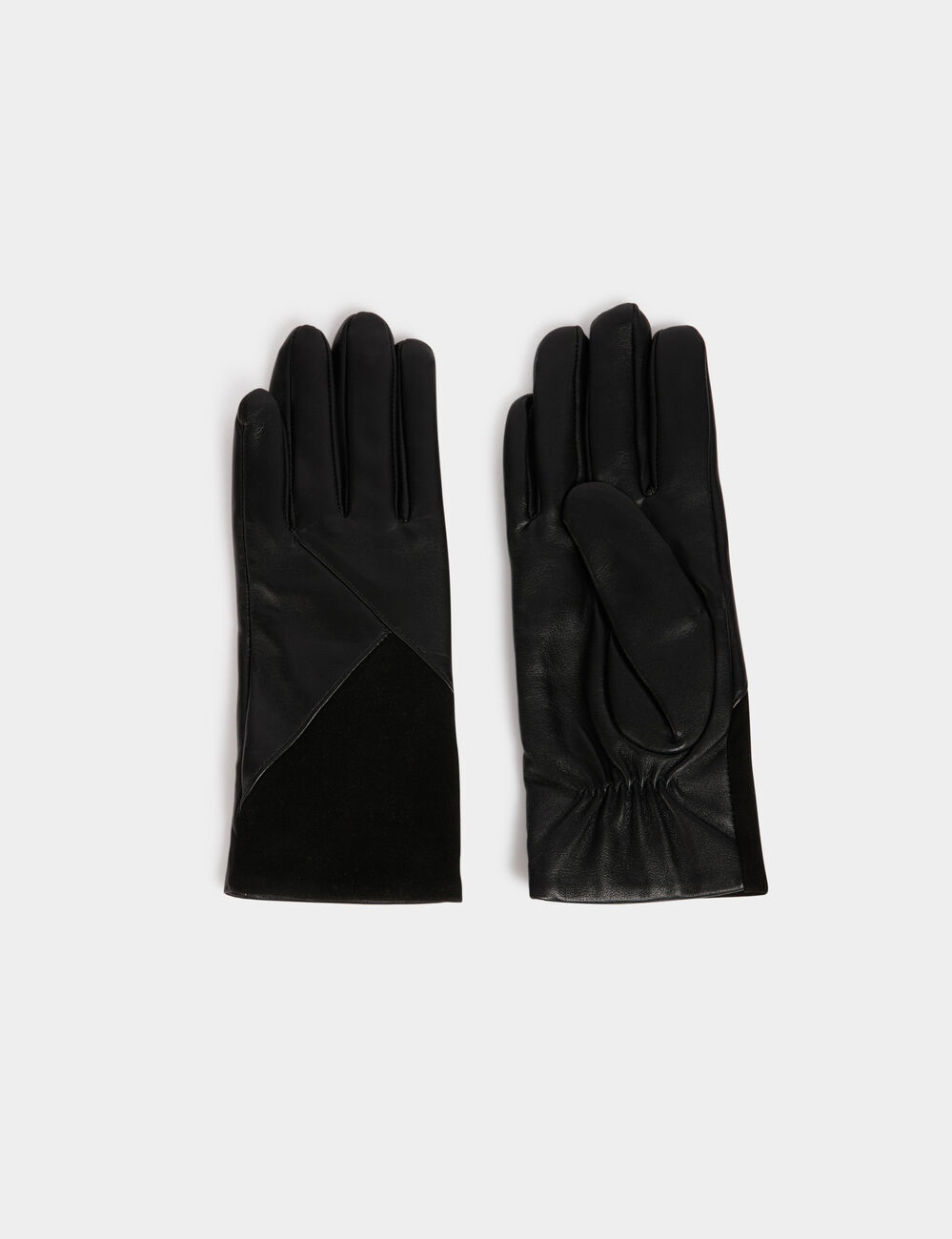 Gants bimatière noir femme