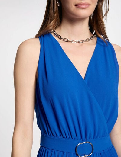 Ruimvallende jumpsuit bleu electrique vrouw