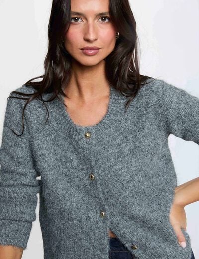 Vest met ronde hals gris clair vrouw