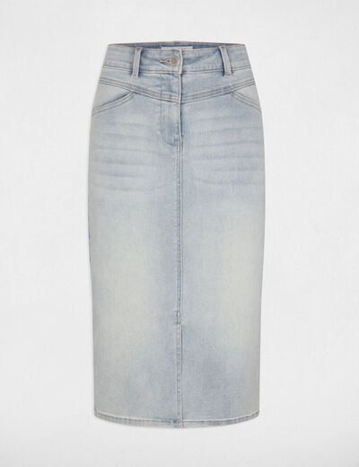 Jeansrok op knielengte jean bleached vrouw