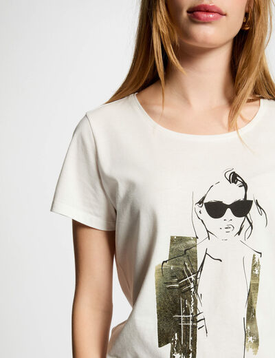 T-shirt met opschrift helder wit vrouw