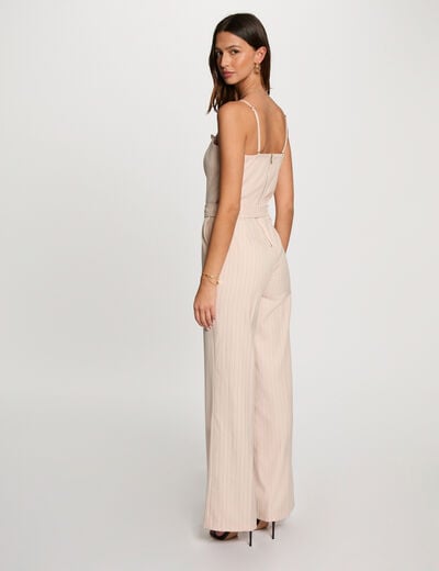 Combinaison longue rayée rose clair femme
