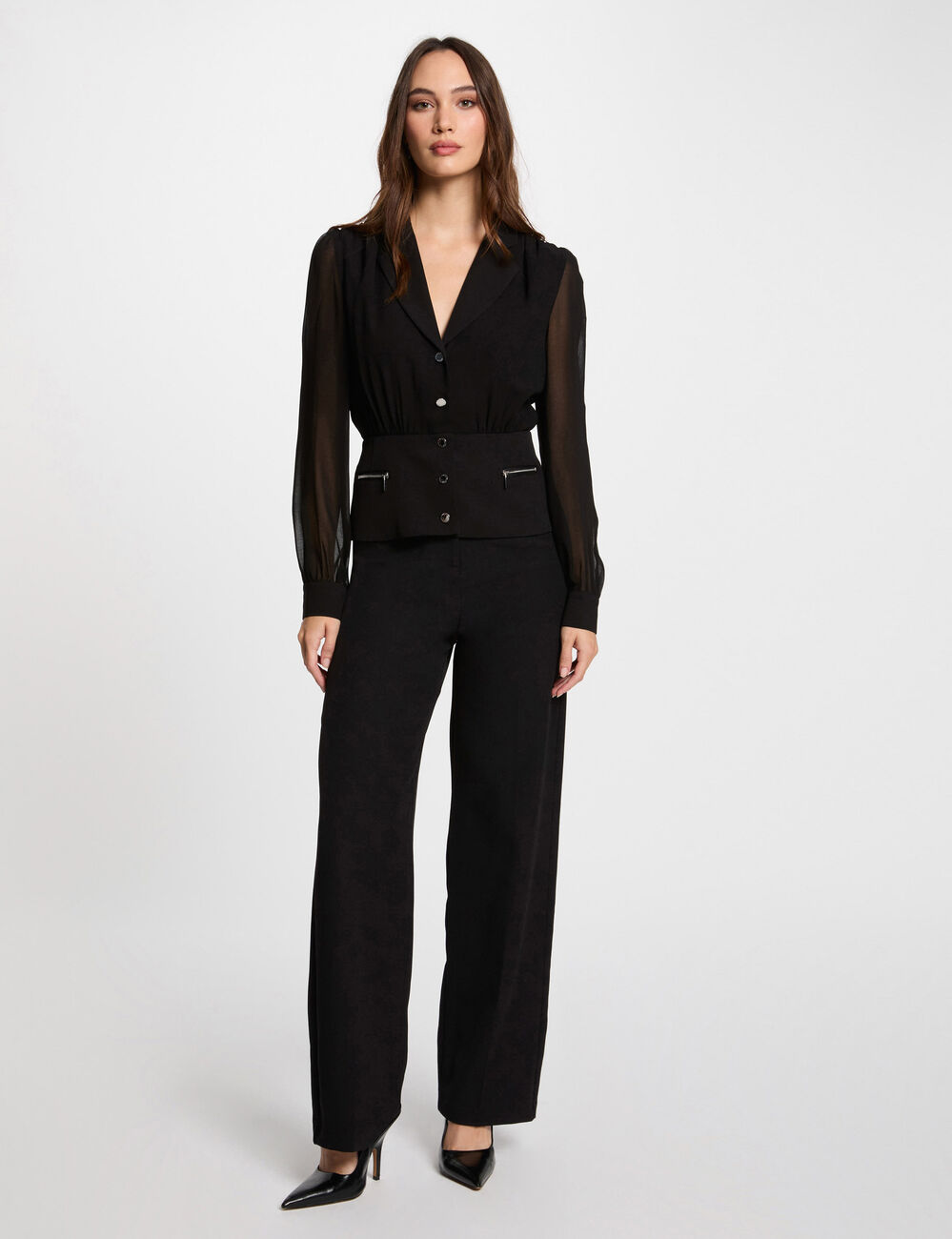 Blouse met lange mouwen zwart vrouw