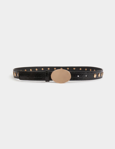 Smalle riem met studs zwart vrouw