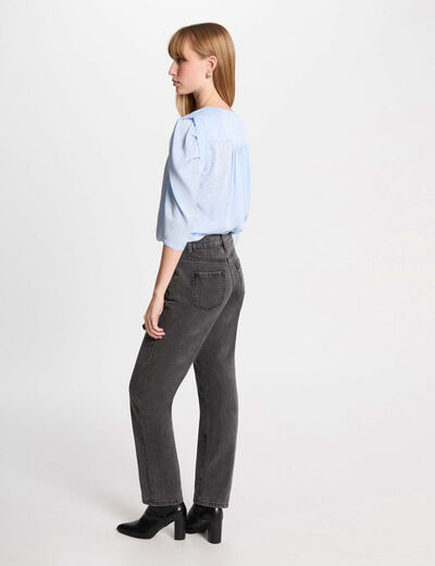 Chemise manches 3/4 bleu ciel femme