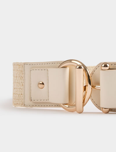 Ceinture élastiquée tressée sable femme