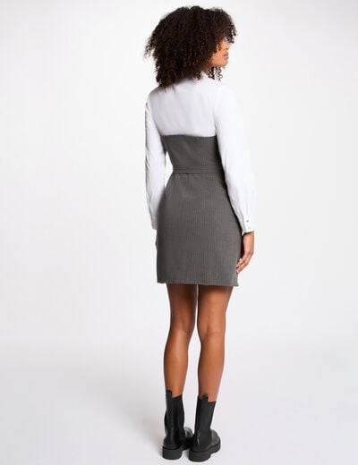 Robe fluide col à revers gris moyen femme