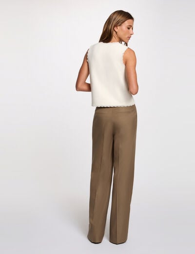 Gilet ajust&eacute; col rond ivoire femme