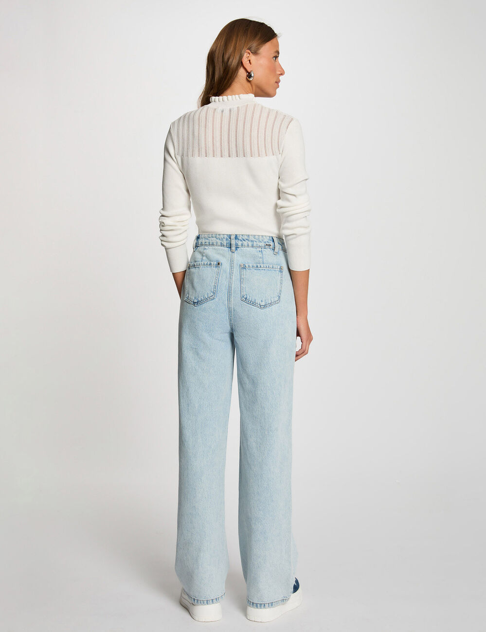 Pull col montant blanc femme