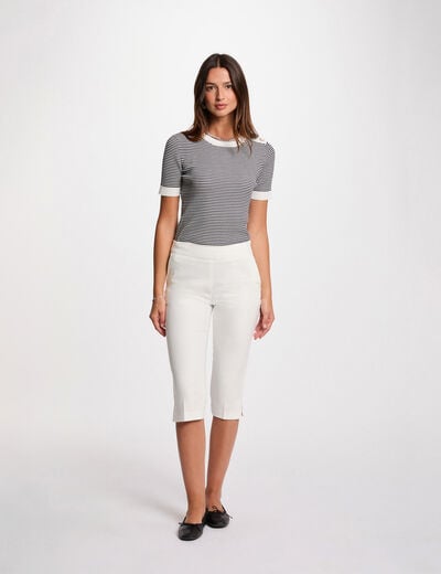 Pantacourt slim blanc femme
