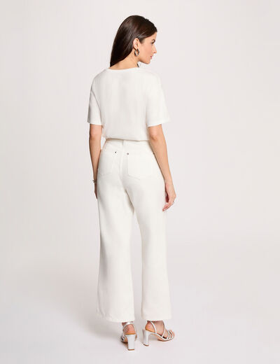 Recht T-shirt met ronde hals helder wit vrouw