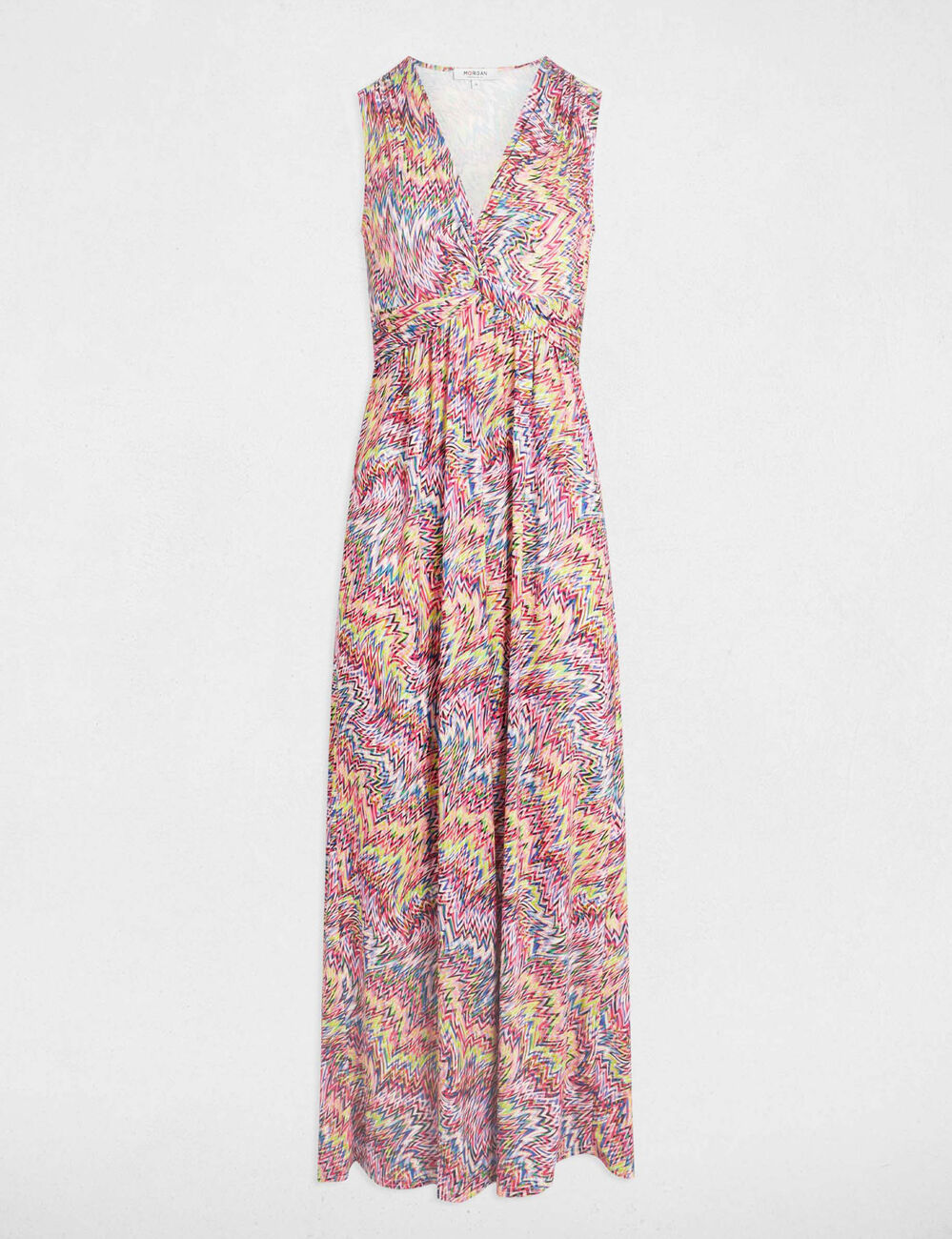 Robe longue droite imprimée multicolore femme