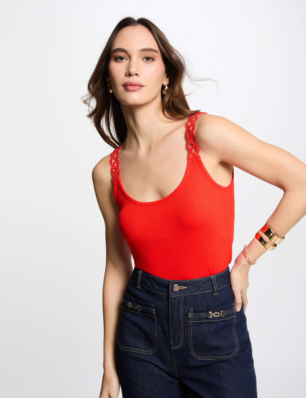 Mouwloos hemd oranje vrouw