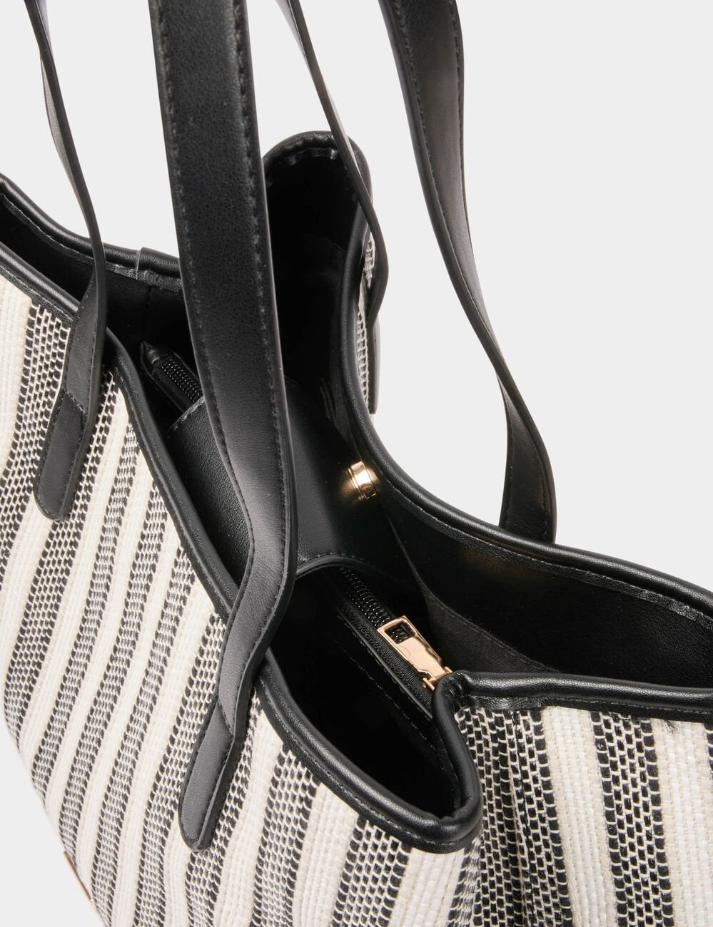 Sac cabas ray&eacute; ivoire femme