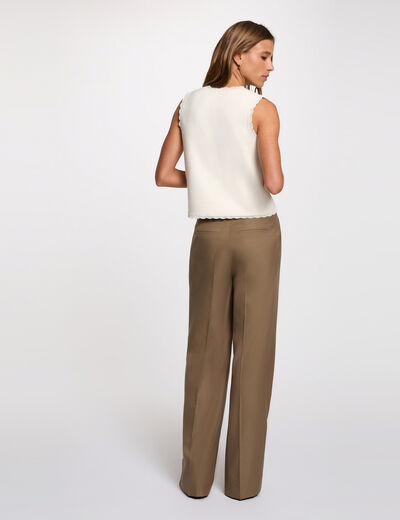 Getailleerd vest met ronde hals ivoor vrouw